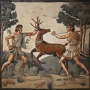 Stag Hunt Mosaic Gnosis style